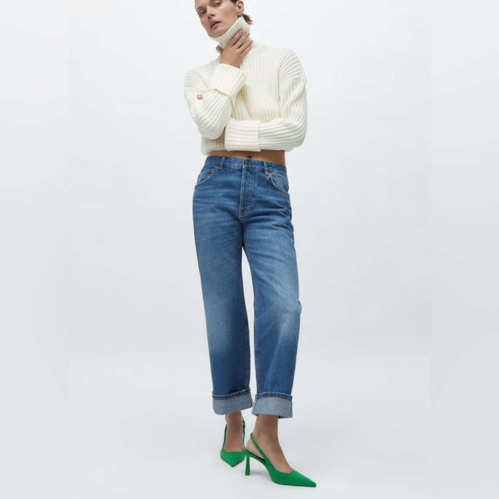Zara AMAZING GREEN FABRIC HEELED SLINGBACKS. Size 8/39 - Picture 3 of 6
